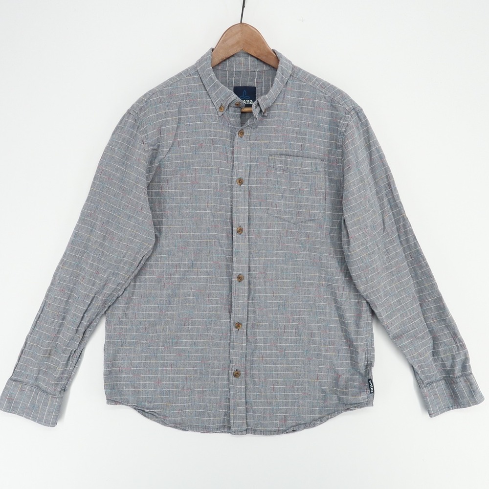 Prana Broderick Men's Long-Sleeve Casual Shirt‎ in Gray - Size L